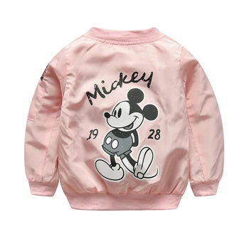 

Spring Children Boys Girls Clothes Cotton Clothing Micky Outerwear Long Sleeve Zipper Pocket Outfits Kids Fashion Fall Clothes