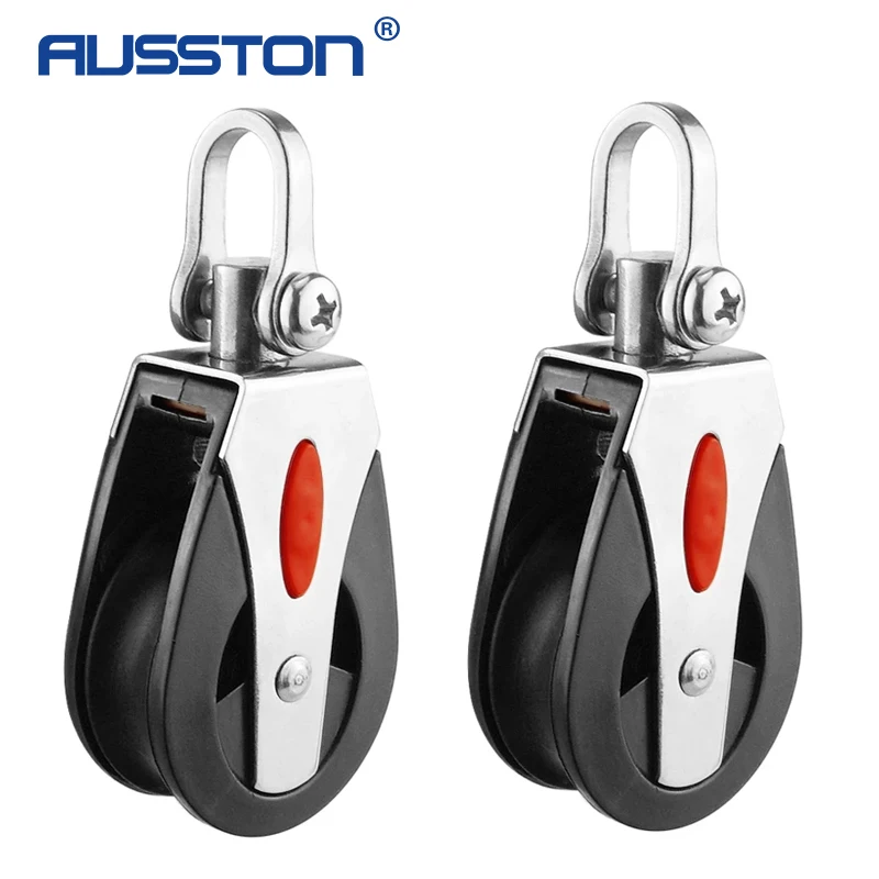 2PCS 1500Lbs Load Sheave Block Universal Head Single Pulley Swivel Sailboat Plain Bearing Block Rope Runner Boat Accessories suitcase universal wheel wholesale accessories wheel suitcase caster removable silent leather suitcase universal swivel caster