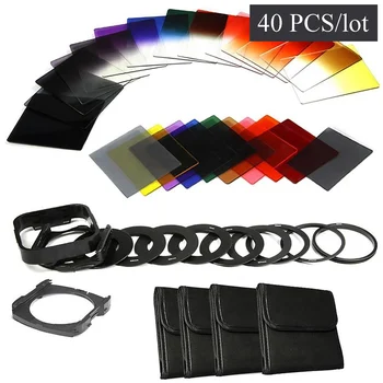 

SUNNYLIFE 40PCS Square Full Graduated Color Lens Filters Kit with Adapter Holder Pouch for SLR DSLR Camera Landscape Scenery