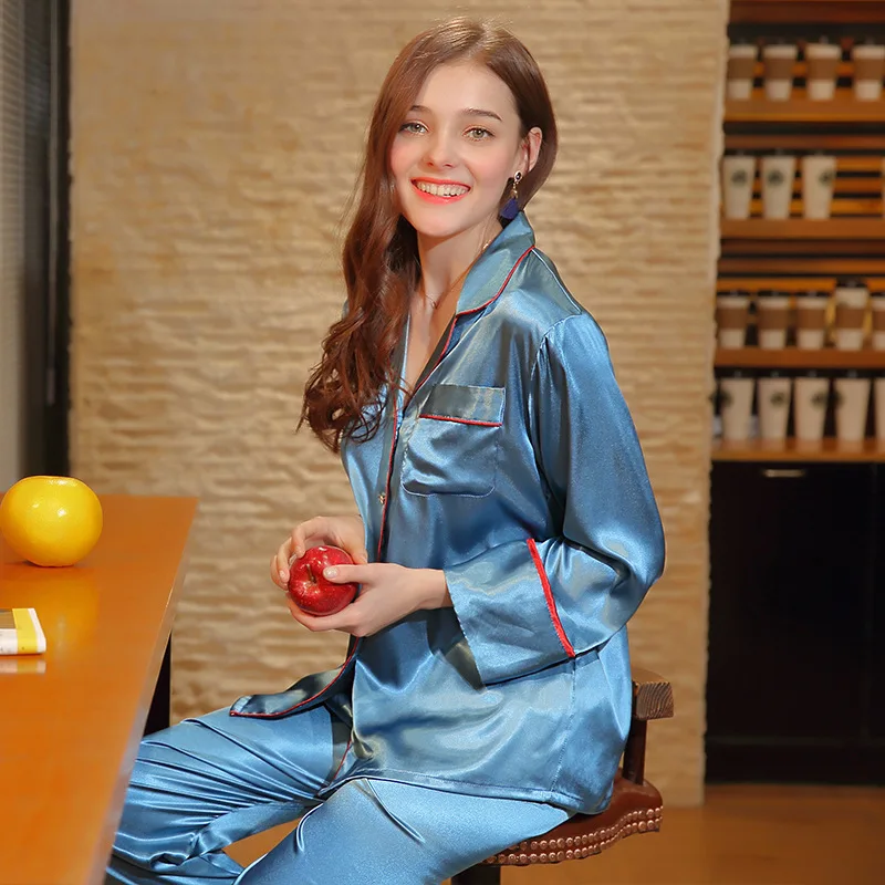 

2018 yao ting New Style Silk Pajamas Women's Spring Long Sleeve Trousers Homewear Set Tz630