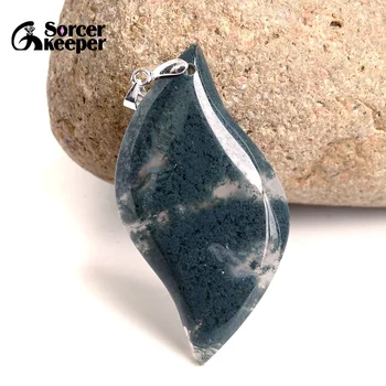 

Real Natural Green Moss Agates Pendant Fashion Druzy Pendant Handmade Gems Stone Pendants For Jewelry Making BD542