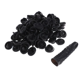 

100pc Pure Natural Latex Powder-free Finger Cot Anti Static Cleanroom Black Protective Fingertip Watch Jewellery Work Gloves