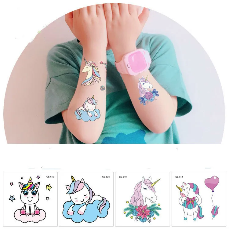 

New Pattern Waterproof Tattoo Subsidies Lovely Unicorn Tattoo Sticker Cartoon Children Interest Temporary Tattoo Subsidies