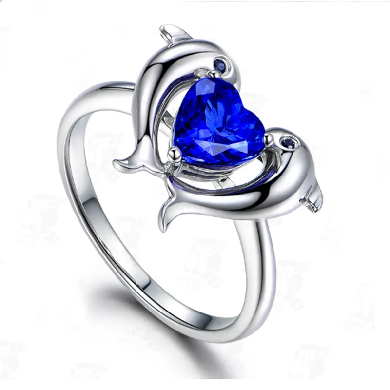 Роскошный креативный синий кристалл любовь кольцо с дельфинами простые милые женские Украшения, чтобы отправить подруг мультяшный брелок лягушка Пепе Рин