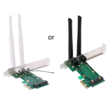 

Wireless Card WiFi Mini PCI-E Express to PCI-E Adapter 2 Antenna External PC