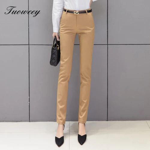 

Plus Size Formal straight Pants for Women Office Lady Style Work Wear Straight Belt OL Trousers Business Design pants