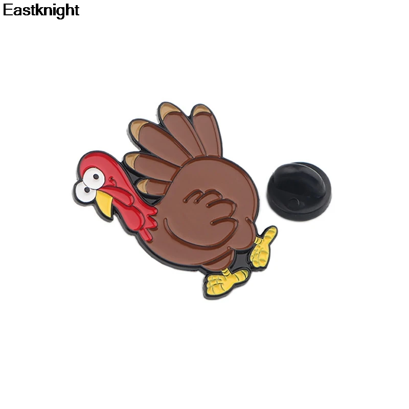 Turkey cartoon DIY Zinc Aolly Enamel pins Trendy medal insignia para backpack shirt clothes brooches badges women E0843
