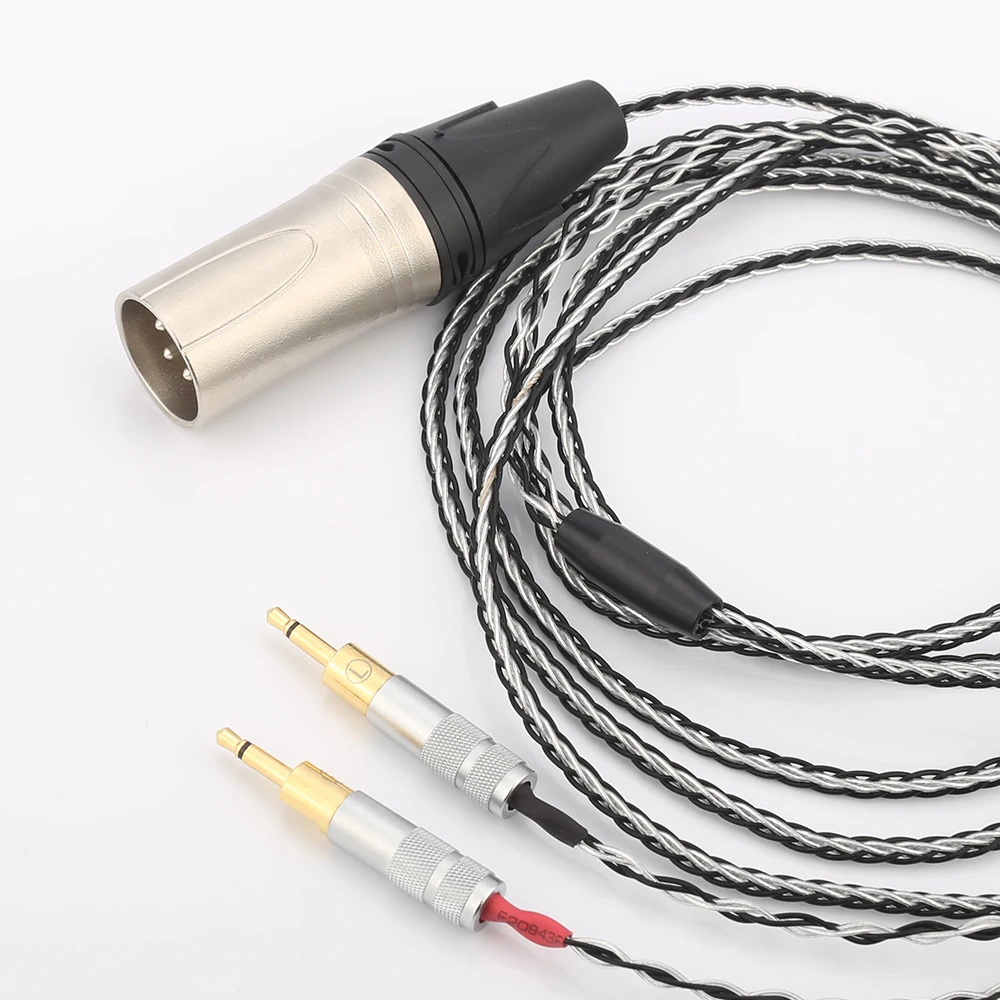 Audiocrast HC018 XLR 4pin Weave Cloth OD 5mm OCC Pure Silver Plated Headphone Cable For HD700 Audio Headphone Cable Wire