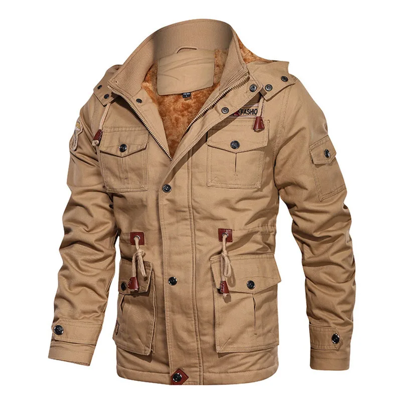 

Men's Fleece Jackets And American Hooded Military Streetwear Waterproof Track Windbreaker Winter 2023 Varsity Oversized 6XL
