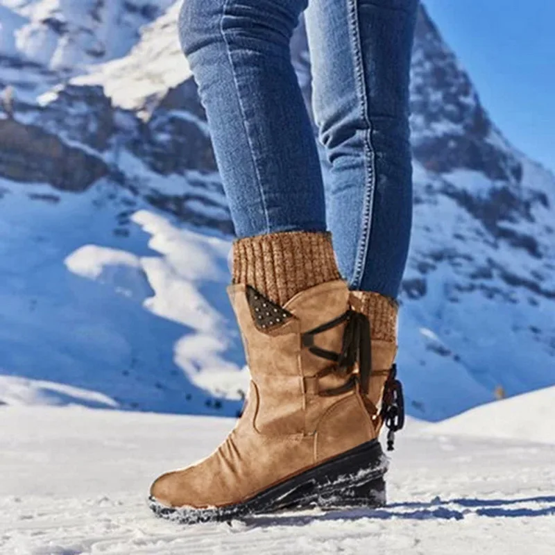 Vrouwen Laarzen Winter Sneeuw Warm Mid Kalf Plus Size Laarzen Nieuwe  Outdoor Suède Vrouwen Schoenen Dames Mode Snowboots britse Lage  Hakken|Driekwart Laarsjes| - AliExpress