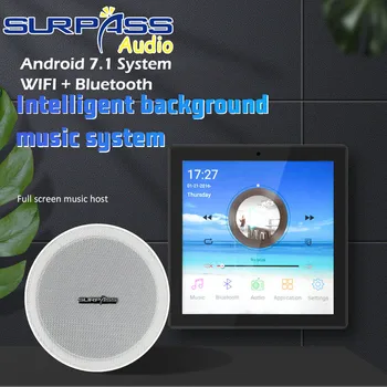 

WIFI Bluetooth Amplifier Ceiling Speaker Cheap Set Intelligent Background Music Android 7.1 Screen Panel With 15-40W Loadspeaker