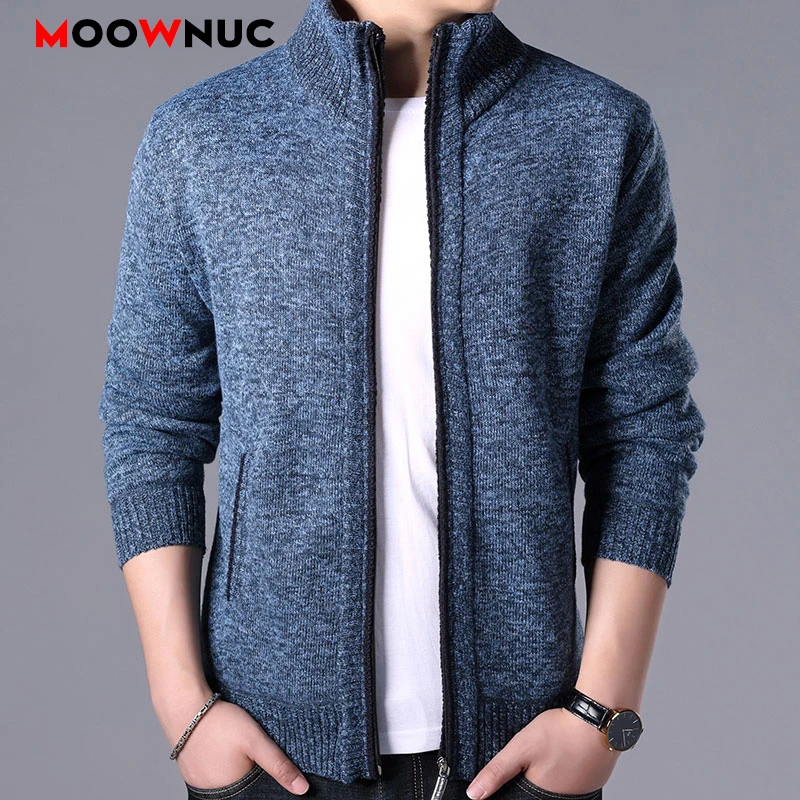 Acheter Cardigan Homme chandails hiver hommes vêtements solide mâle automne mode ajustement épais mince garder au chaud hommes solide Smart chandails décontracté és