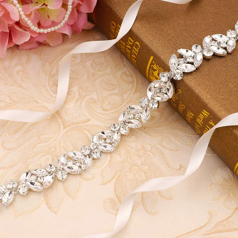 Bridal Waistband Crystal Rhinestones Wedding Belt Luxury Bridal Belts Sash White Ivory Champagne Ribbon