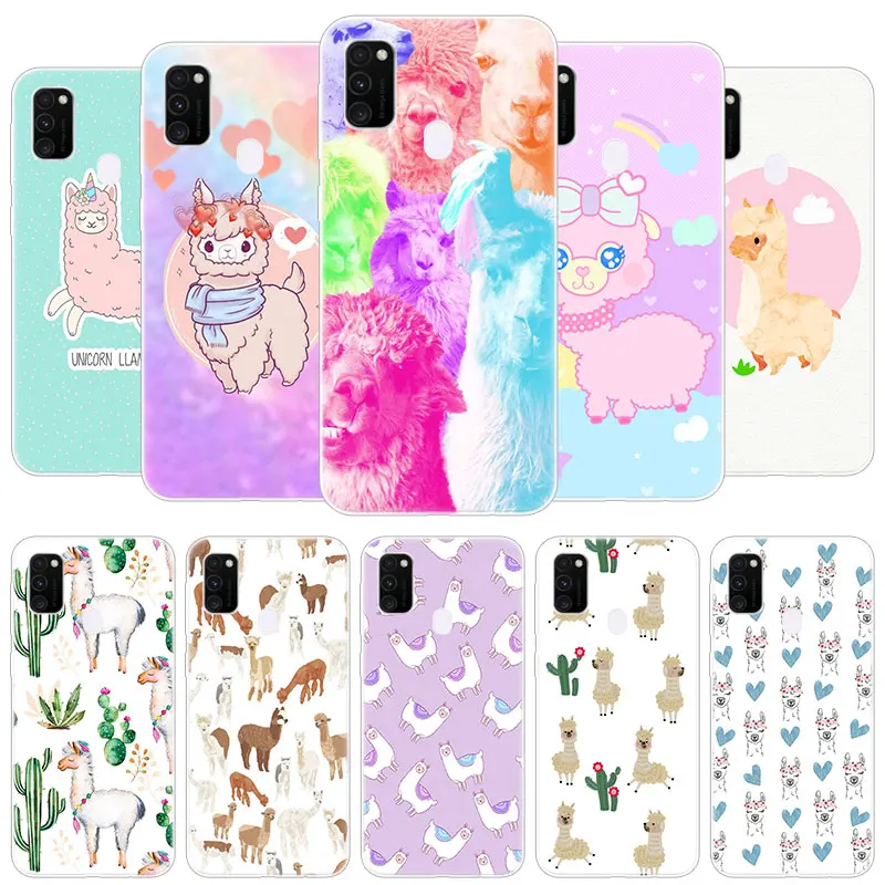 Мягкий чехол с ламой-альпакой для Samsung Galaxy M32 M12 M11 M21 M01 M02 M30S M31S M51 A5 2017 A6 A8 Plus A7 A9 2018