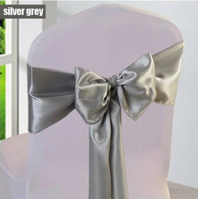 silver grey Хит 100 шт./лот 16*275 см атласная лента для стула пояс золотой/розовый/королевский синий 22 цвета для свадебной вечеринки - Цвет: silver grey