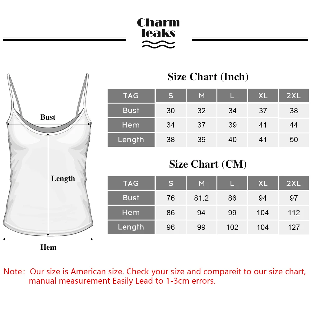 Camisole size chart