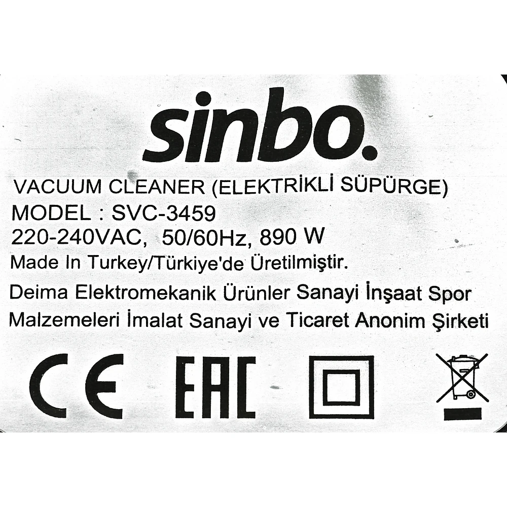 Vacuum cleaner Sinbo SVC 3459 890 W Red