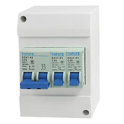 

DZ47-63 C40 C25 2 Poles Twin 1 Pole Combined Mini Circuit Breaker w Cover