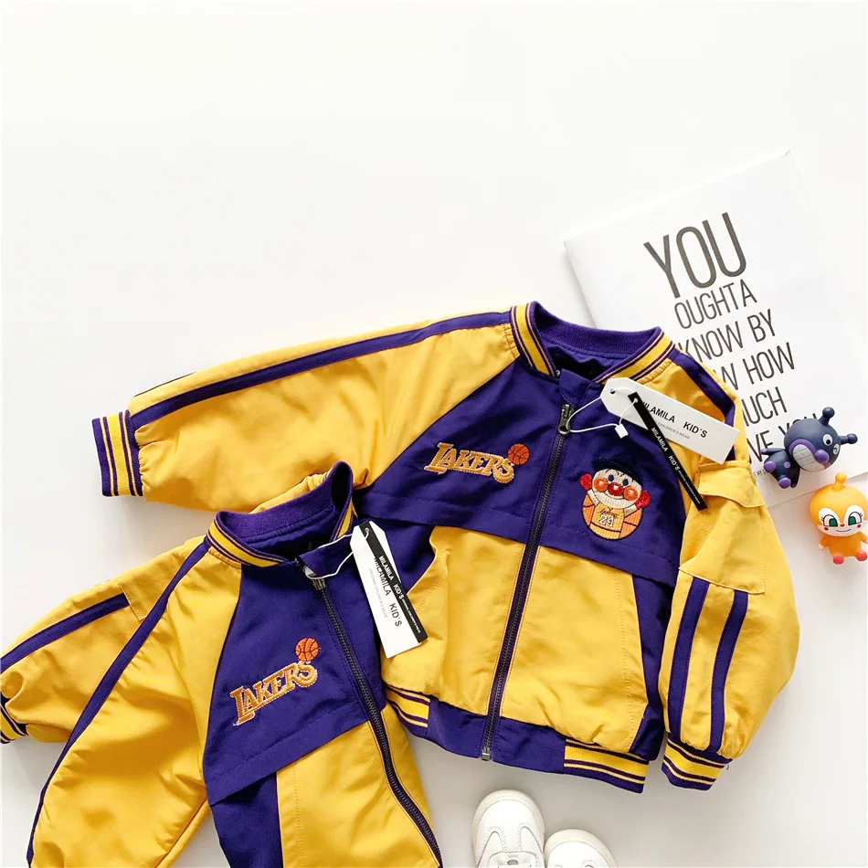 Tonytaobaby/осенне-зимняя одежда новая детская одежда для мальчиков и девочек № 24, фиолетовая куртка с рисунком куртка для мальчиков