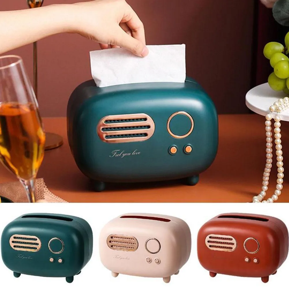 Retro Radio Model Tissue Box tissue box tissue dispenser wet wipe case baby wipe case wet wipes case Desktop Paper Holder Vintage Dispenser Storage Napkin Case Organizer