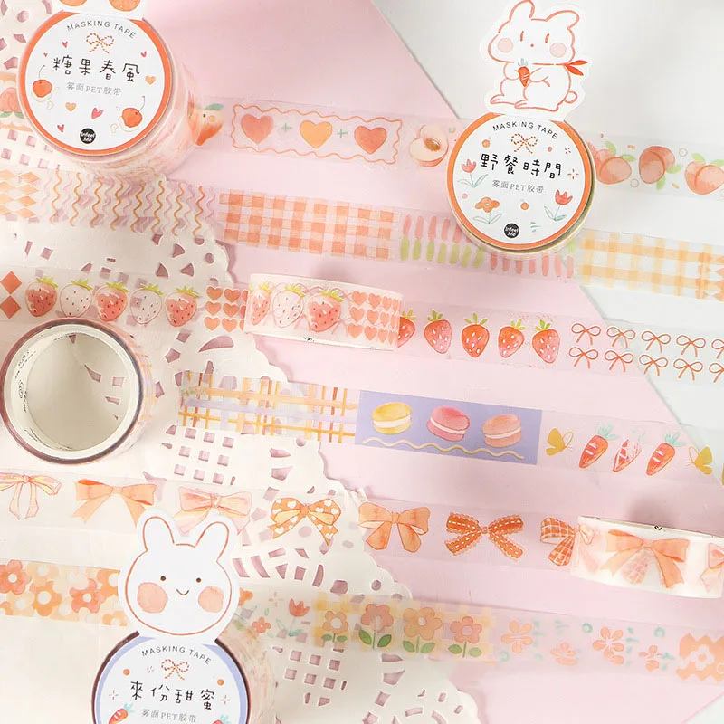 2 шт./компл. декоративная клейкая лента Kawaii фрукты лента Washi симпатичная Маскировка ленты для наклейки Скрапбукинг DIY раздатчик канцелярской ленты
