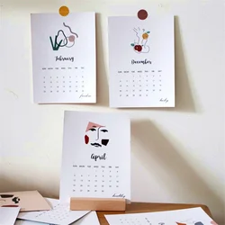 Carte de calendrier de peinture abstraite Ins 2022, 12 pièces, Art rétro Morandi, mur de chambre à coucher, décoration Simple et créative, carte postale, papeterie cadeau 