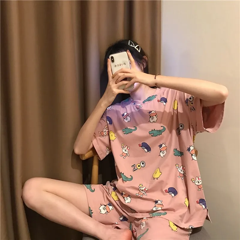 

Summer Short-sleeved Pajamas Women's Bean Paste Crocodile M -Xxl