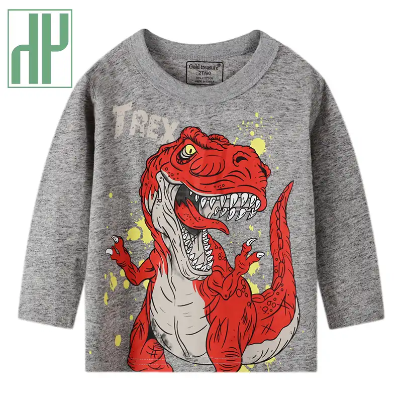 Hh男の子春の新漫画恐竜ロングスリーブtシャツボーイズ綿100 服キッズ幼児トレーナー子供の服 Tシャツ Aliexpress