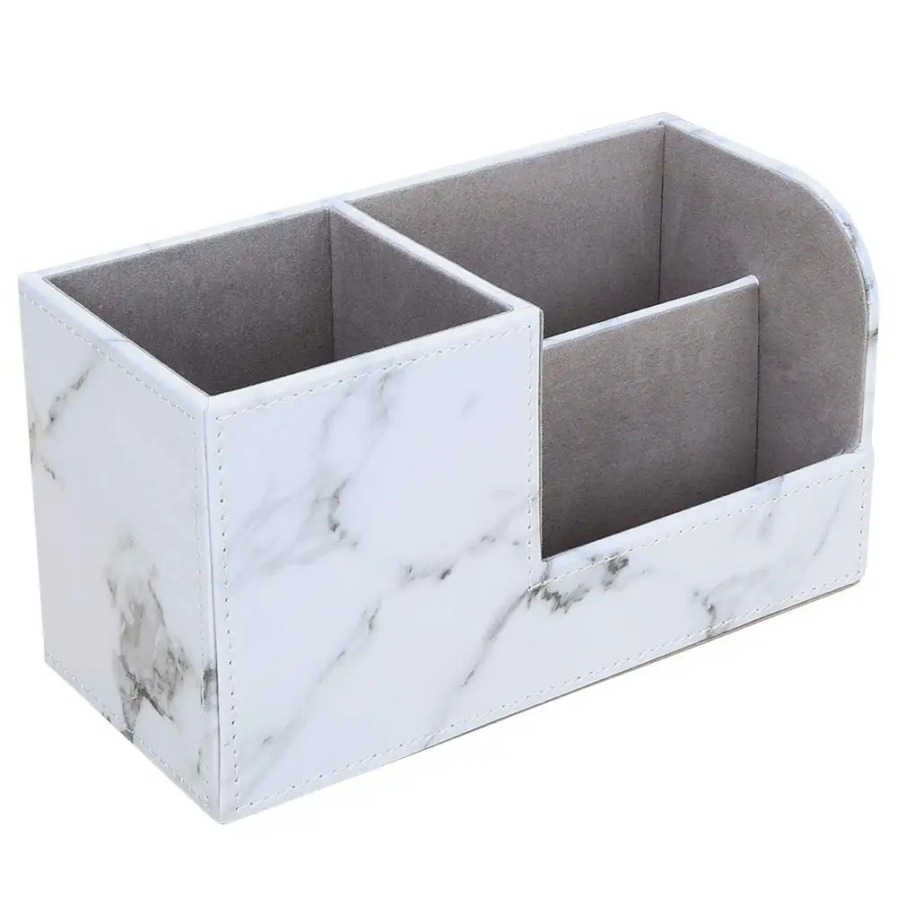 Marble Pattern Desk Leather Multi-function Desk Stationery Organizer ...