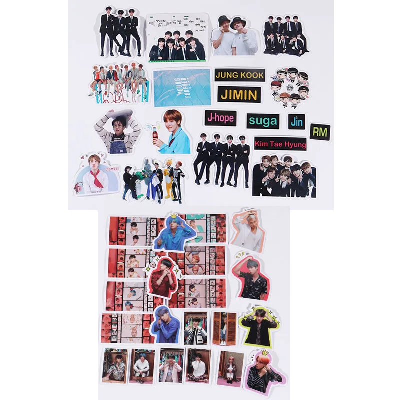 40Pieces KPOP Bangtan наклейки для мальчиков дневник календарь альбом Скрапбукинг хлопья наклейки руководство украшения канцелярские принадлежности веер подарки - Color: 40Pieces