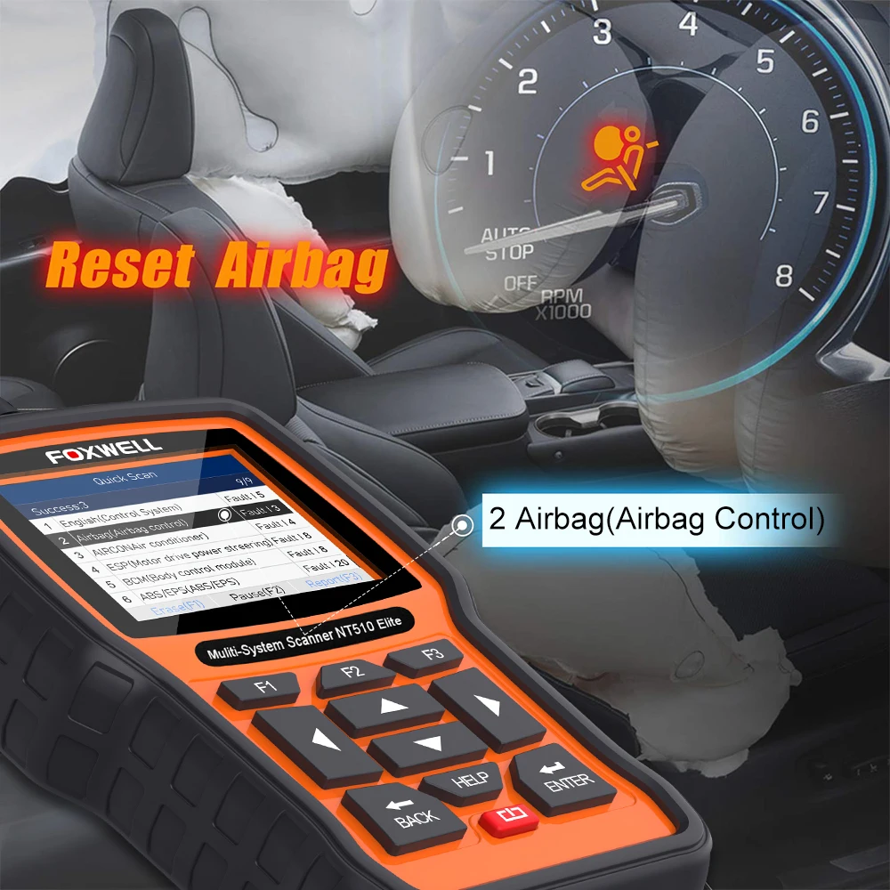 FOXWELL NT510 Elite All System OBD2 автомобильный сканер ABS Bleeding DPF TPMS BMS считыватель кодов масла