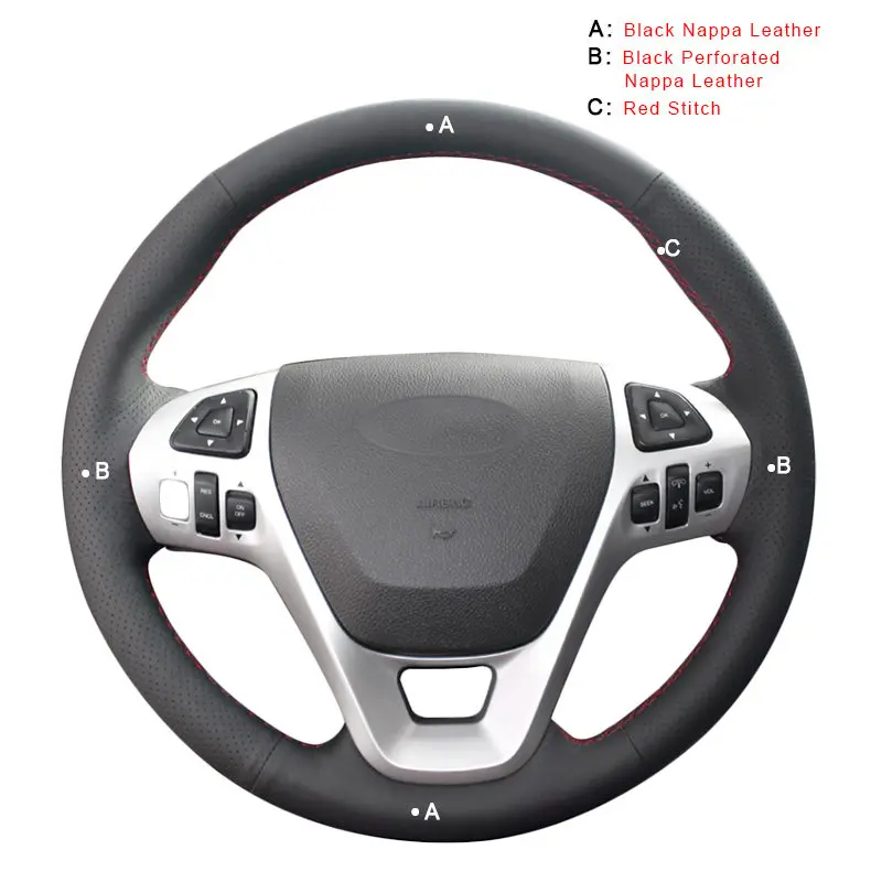 Авто оплетка на крышке рулевого колеса для Ford Explorer 2011- Телец 2013- край 2011- Flex 2013 Автомобильные оплетки крышки - Название цвета: Top Layer Leather