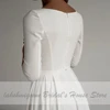 Simple Satin Wedding Dress A Line 2022 Robe Femme Elegant Bridal Dress 3/4 sleeves Beach Wedding Dresses with Pockets ► Photo 2/5