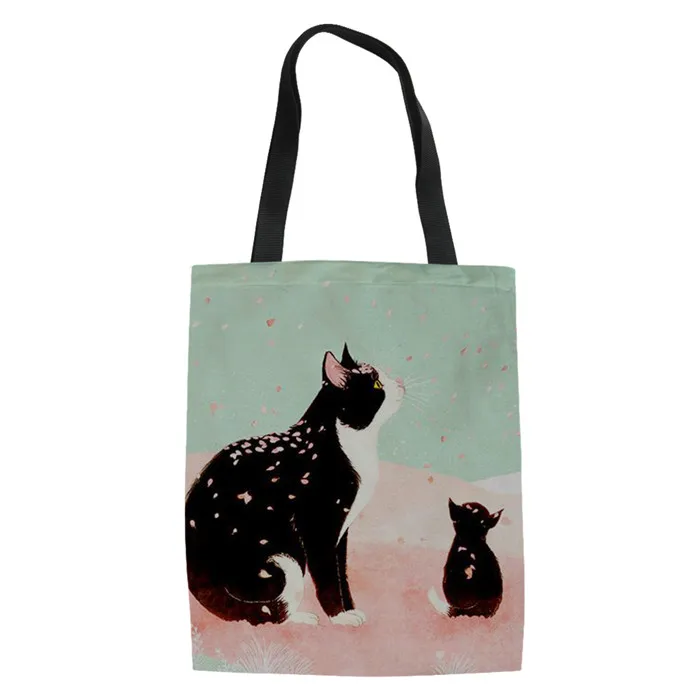 Y4343Z22 FORUDESIGNS/милые женские холщовые сумки с принтом черного кота, Экологичная многоразовая сумка для покупок и сумки на плечо для женщин - Цвет: Y4343Z22