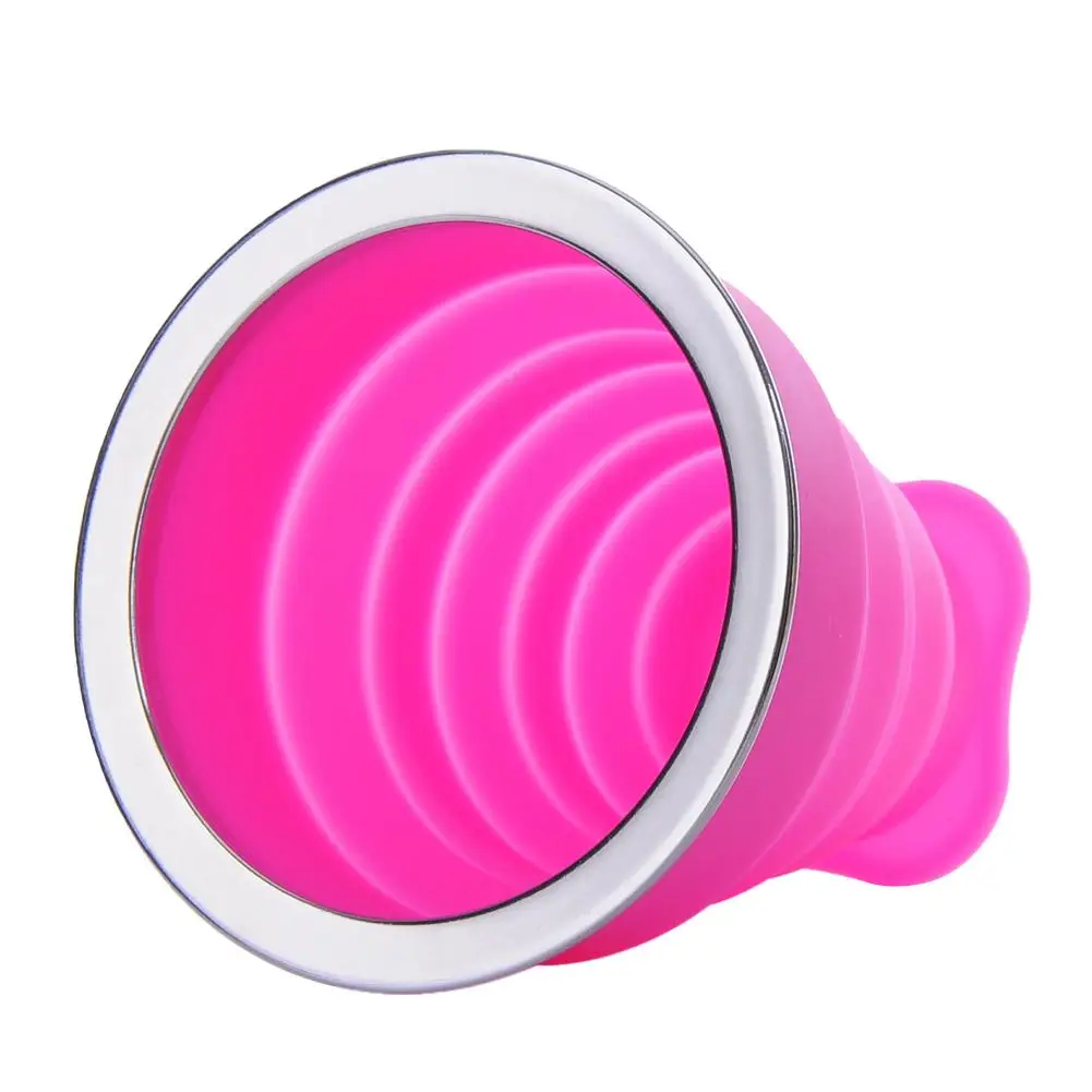 240 мл дорожная чашка из нержавеющей стали силиконовые выдвижные складывающиеся чашки телескопические складные кофейные чашки для спорта на открытом воздухе - Цвет: Hot Pink