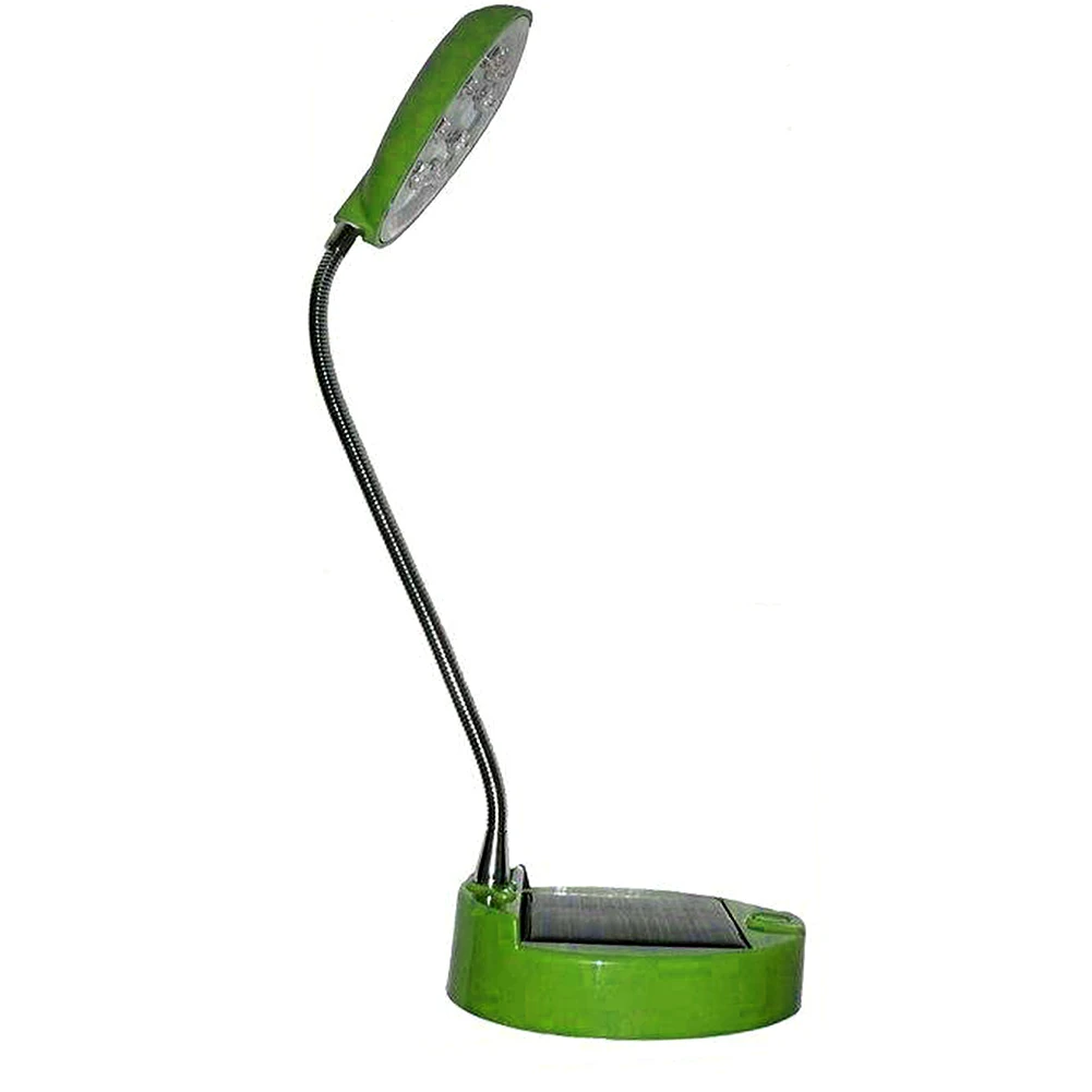 8LED Регулируемый Gooseneck Настольный энергосберегающий яркий прикроватный складной USB Перезаряжаемый мини-пластиковый Настольный светильник на солнечных батареях - Цвет корпуса: Зеленый