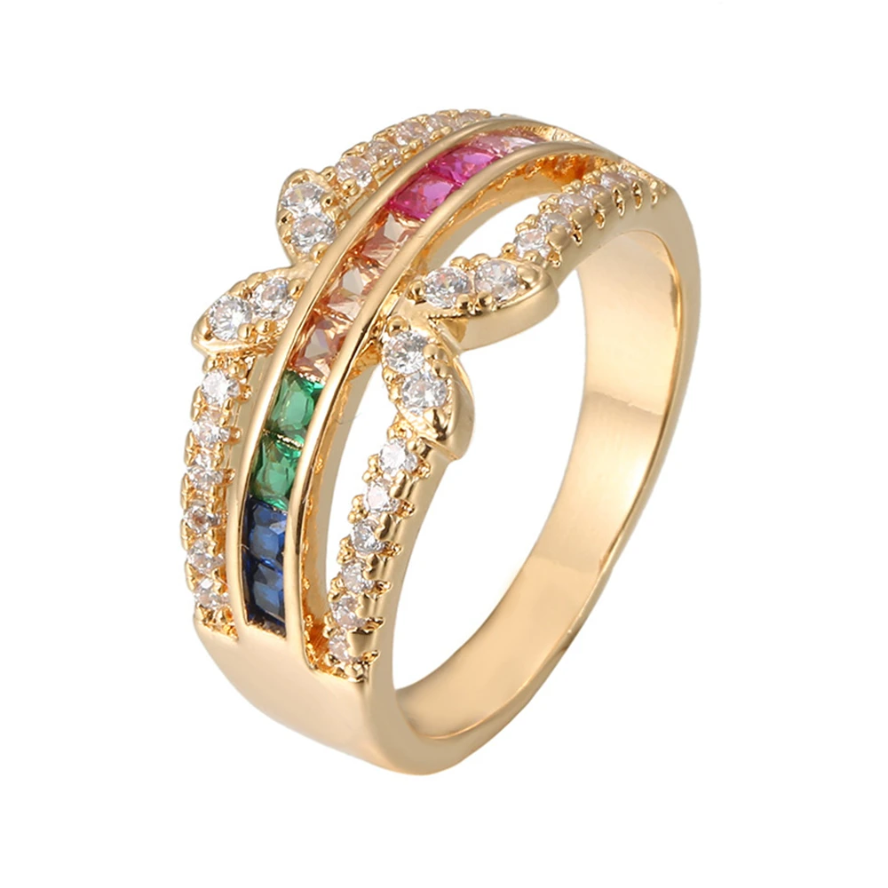 Серия Loredana Rainbow, модные инкрустированные из натурального цветного циркона и круглые миниатюрные циркониевые обручальные кольца