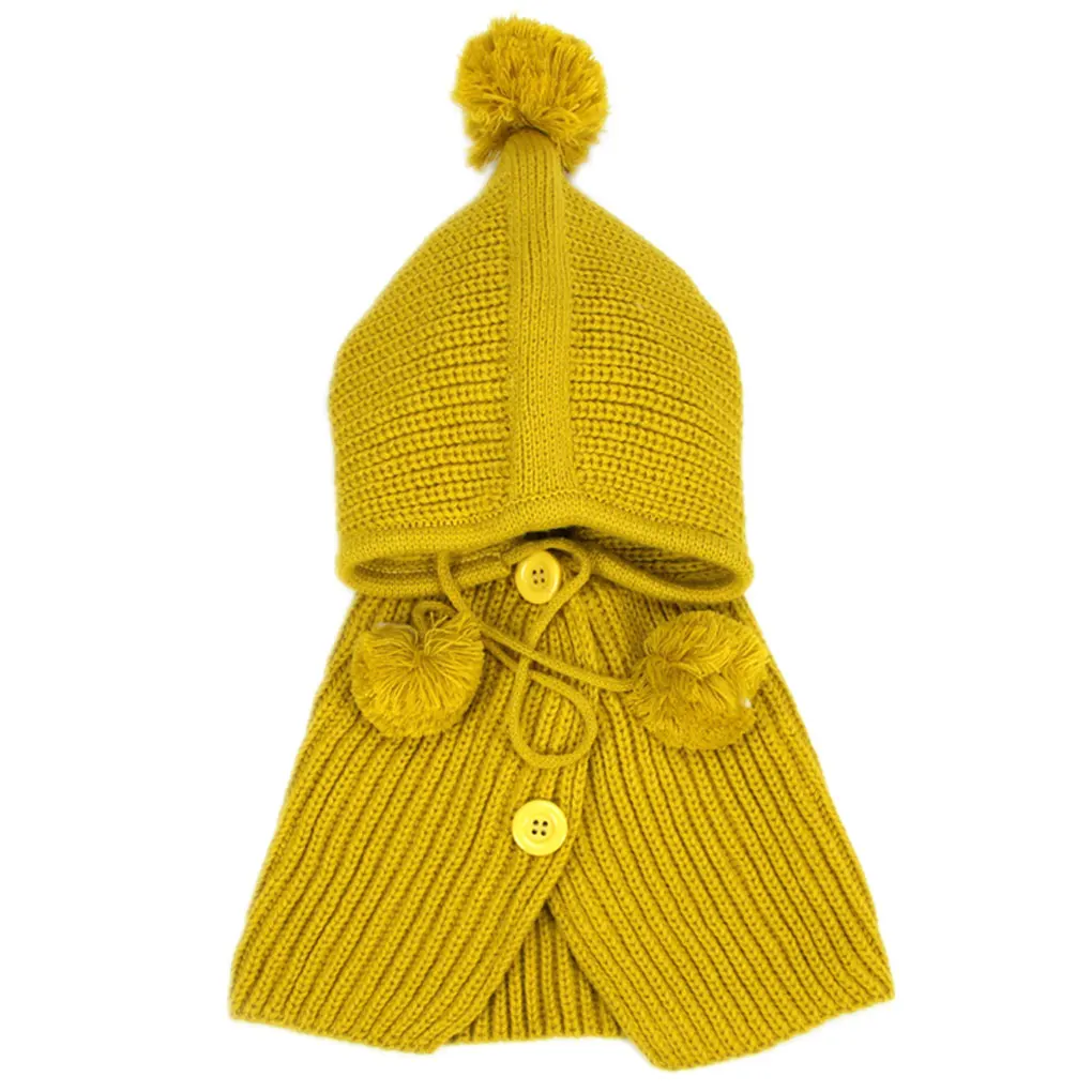 New Children Baby Warm Beanie Shawl Cap Winter Hooded Cape Cloak Infants Toddler Girls Knitted Hat