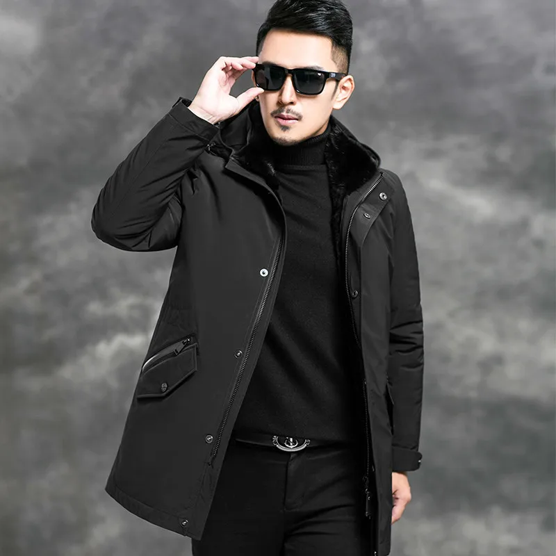 

2020 New Parka Winter Jacket Real Fur Coat Men Mink Fur Collar Natural Rabbit Fur Liner Warm Parkas Man 4556 KJ2980