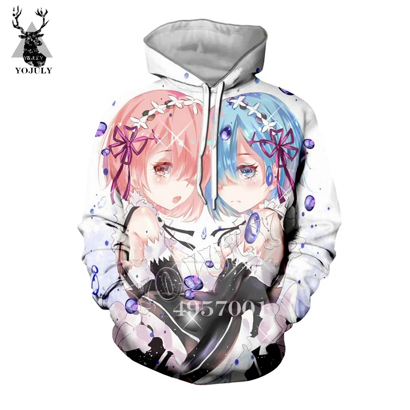 17 YOJULY унисекс модный Женский Повседневный пуловер, свитер аниме 3D принт Re: zero Твин горничной рам и рем 3D принт Харадзюку толстовка с капюшоном Y399 - Цвет: 17