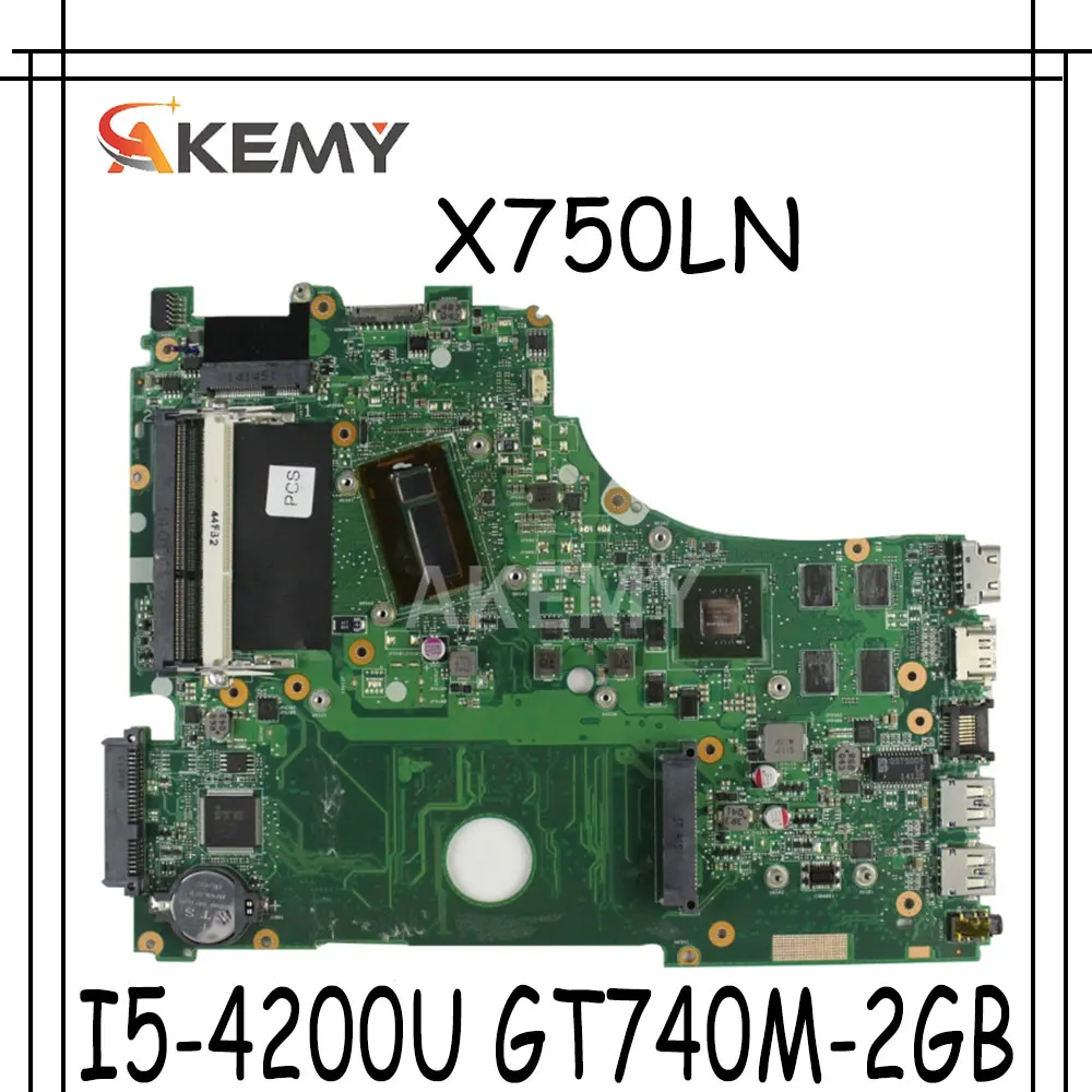 Материнская плата X750LB For Asus X750 X750LN X750L K750LB материнская для ноутбука I5 4200U GT740M 2GB 100%