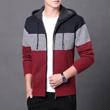 Thoshine Brand Spring Autumn Winter Men Thick Sweatercoats Fleece Knitted Jacket Hooded Cardigan Outerwear Sweater coat Knitwear