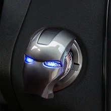 Iron Man – bouton poussoir de démarrage et d'arrêt pour intérieur de voiture, autocollant de garniture de couverture, accessoires d'intérieur de voiture 3D