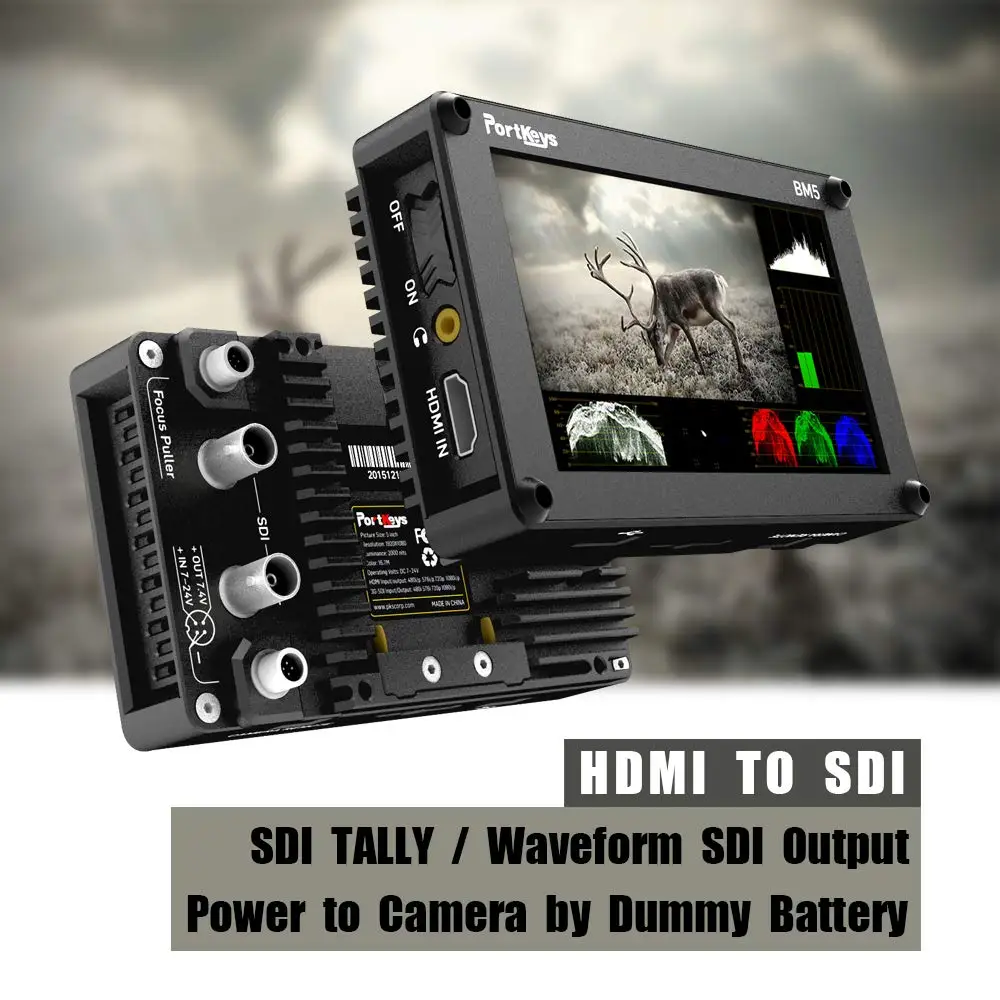 Portkeys BM5 3G-SDI/HDMI вход 2000nit сенсорный экран 3D-LUT алюминиевый корпус на камере DSLR монитор с кабелем управления