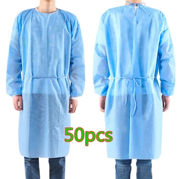 

50/100pcs Disposable Non woven Surgical Gown Breathable Apron Elastic Dust Proof Overalls antibacterial Breathable Dustproof Cap