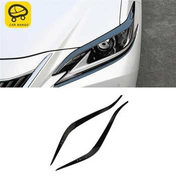 

CARMANGO for Lexus ES 2018 2019 ES200 ES300 ES260 Car Styling Front Headlight Chrome Cover Trim Frame Sticker Exterior Accessory