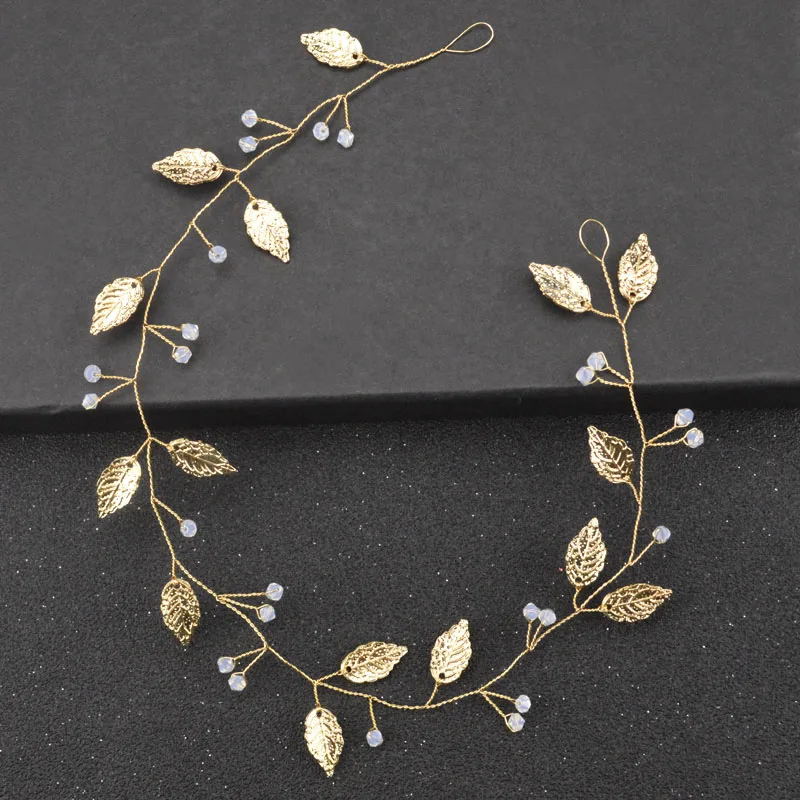 9 Fashion Bride Pearl Hair Band Wedding Hair Accessories Handmade Gold And Silver Leaves Princess Crystal Hair Band Tiara - Окраска металла: 9