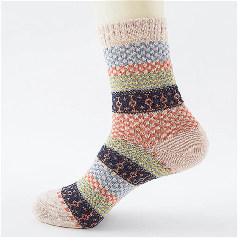 Зимние плотные теплые шерстяные носки в полоску с волнистым узором в клетку; повседневные носки в британском ретро-стиле; рождественские носки; Прямая поставка - Цвет: 1