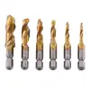 6pcs/Lot Thread M3-M10 Drill Tap Bits Coated HSS Drill and Tap Bits 1/4