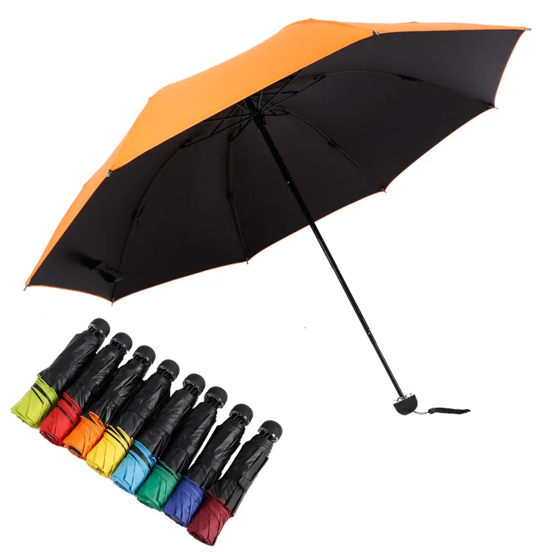 

Inverse Folding Three-fold Umbrella Vinyl Sun-resistant Solid Color All-Weather Umbrella Customizable Insurance Gift Advertiseme